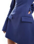 Heiress Beverly Hills premium exclusive structured long sleeve pocket detail mini a-line dress in slate blue