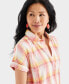 Women's Printed Gauze Short-Sleeve Popover Top, Created for Macy's