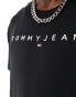 Tommy Jeans regular linear logo t-shirt in black