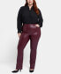 Plus Size Artificial Leather Marilyn Straight Pants