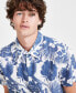 Men's Island Tropical Botanical-Print Button-Down Linen Shirt