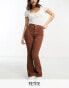 DTT Petite Bianca high waisted wide leg disco jeans in chocolate