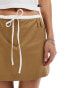 Mango mini waistband detail skirt in brown