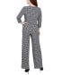 Petite 3/4 Sleeve Printed Belted Jumpsuit