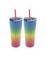 24 oz Ombre Insulated Straw Tumblers Set, 2 Piece