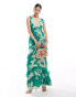 Pretty Lavish exclusive to ASOS Piper ruffle maxi dress in bright jade green floral