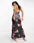 ASOS DESIGN strappy slinky maxi dress in purple tonal abstract print