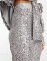 ASOS DESIGN Tall jersey sequin flare trouser in gunmetal