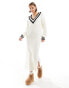 YAS super soft knitted v neck cricket maxi dress in cream - CREAM