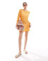 Vila open knit chuck on beach dress in bright orange