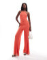 ASOS DESIGN strappy back detail wide leg jumpsuit in tomato red