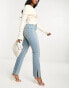 ASOS DESIGN mid rise straight jean in light blue with split