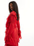 Daska long sleeve ruffle blouse co-ord in red