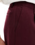 ASOS DESIGN smart wide leg trousers with front pleats in burgundy