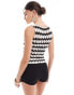 ASOS DESIGN crochet look slash neck top in black zigzag stripe