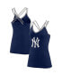 Women's Navy New York Yankees Barrel It Up Cross Back V-Neck Tank Top