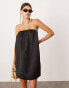 ASOS EDITION bandeau heavy satin mini dress in black