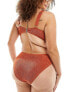 South Beach Curve crinkle high waist bikini bottom in rust