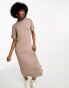 COLLUSION slinky maxi t-shirt dress in brown