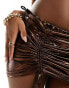 South Beach ruched mini beach skirt in brown metallic