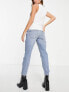 River Island Maternity slim mom jean with rips in medium denim