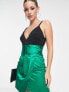 Collective the Label exclusive plunge ruched waist mini dress in emerald