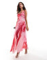 Mango floral cami maxi dress in pink and red