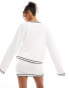 SNDYS knit cardigan co-ord in white with black stitch