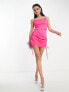 Rebellious Fashion satin ruched side mini dress in pink