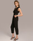 Donna Karan Women's Belted V-Neck Piped Jumpsuit