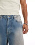 ASOS DESIGN loose fit jeans in with knee rips in tinted wash