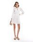 Mango broderie mini dress in white