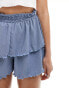 ASOS DESIGN lettuce hem rara shorts in blue