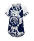 Women's Navy, White Notre Dame Fighting Irish Annie Oversized Tie-Dye Raglan T-shirt