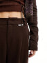 Urban Revivo relaxed wide leg tailored trousers in umber