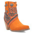 Dingo Bandida Paisley Studded Round Toe Cowboy Booties Womens Orange Casual Boot