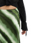 4th & Reckless Plus exclusive satin ombre stripe maxi skirt in green