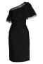 Tadashi Shoji 153462 Women's Pintuck One-Shoulder Dress Black Petite Sz. PL