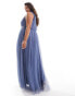 Anaya Plus Bridesmaid tulle one shoulder maxi dress in blue