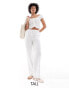 Vero Moda Tall tie waist wide leg trouser in white