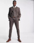 Noak skinny suit trousers in brown puppytooth check virgin wool blend with two way stretch