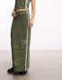 COLLUSION sporty stripe maxi skirt in khaki