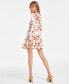 Juniors' Floral-Print Braided-Belt Long-Sleeve Dress