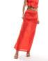 Kaiia textured elasticated waist maxi skirt co-ord in red