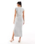 River Island wrap midi side dress in grey marl