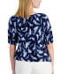 Petite Printed Scoop-Neck Elbow-Sleeve Top