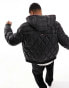 Tommy Hilfiger mix quilt hooded jacket in black