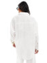 ASOS DESIGN Petite relaxed shirt with linen in white