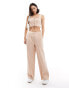 Miss Selfridge tailored wide leg pull on trouser in pink pinstripe co ord