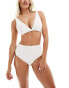 Peek & Beau Fuller Bust scallop high-waist bikini bottom in white crinkle